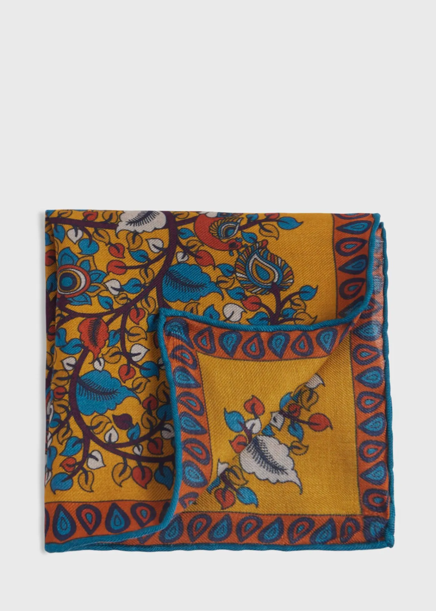 Paul Stuart Pocket Squares|The Cashmere Shop^Printed Tree And Deer Pocket Square Gold
