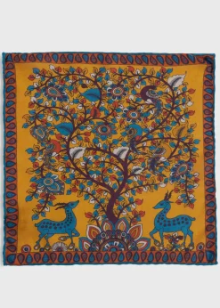 Paul Stuart Pocket Squares|The Cashmere Shop^Printed Tree And Deer Pocket Square Gold