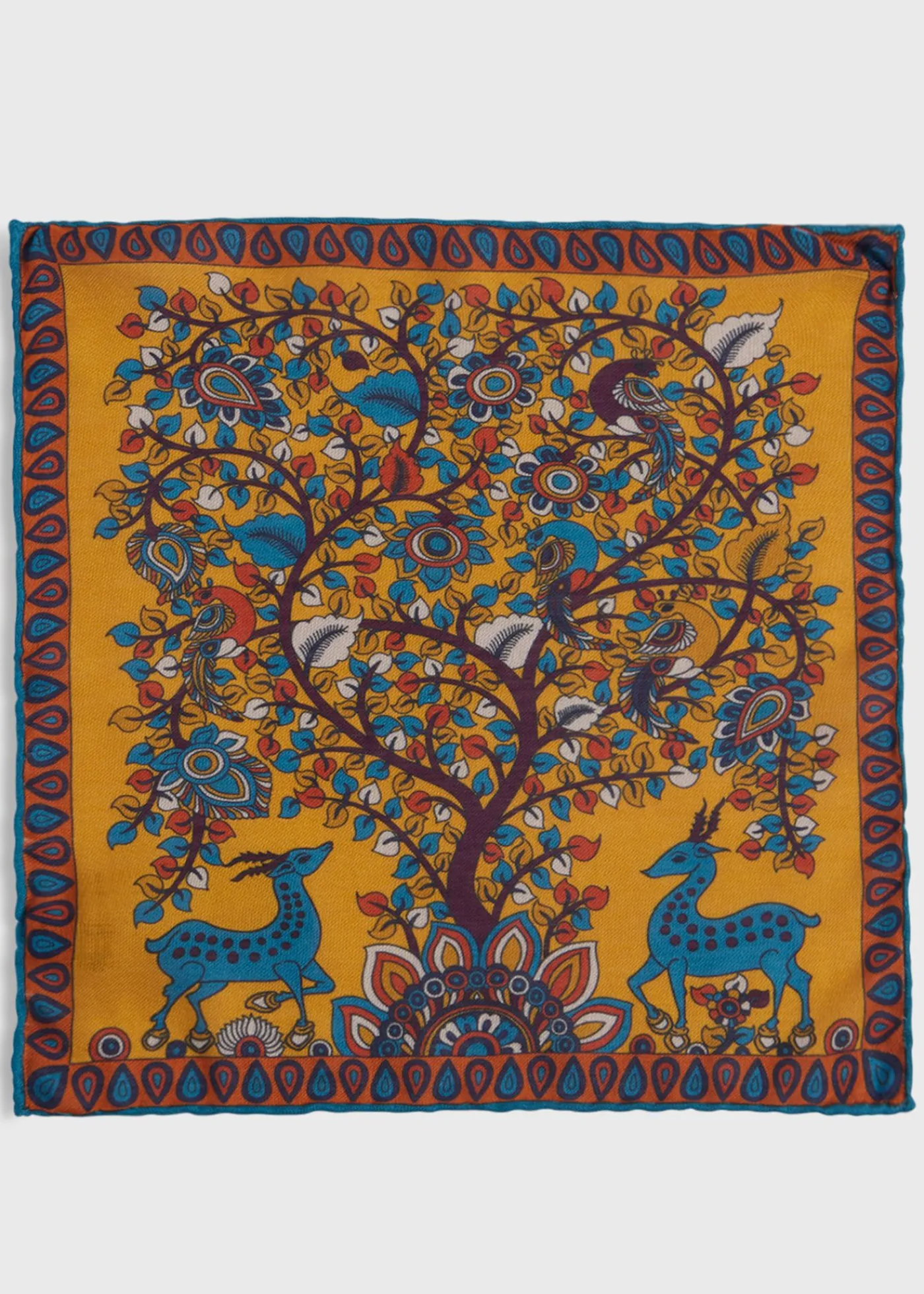 Paul Stuart Pocket Squares|The Cashmere Shop^Printed Tree And Deer Pocket Square Gold