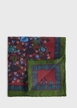 Paul Stuart Pocket Squares|The Cashmere Shop^Printed Tree And Deer Pocket Square Green