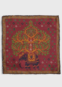 Paul Stuart Pocket Squares|The Cashmere Shop^Printed Tree And Elephant Pocket Square Rust