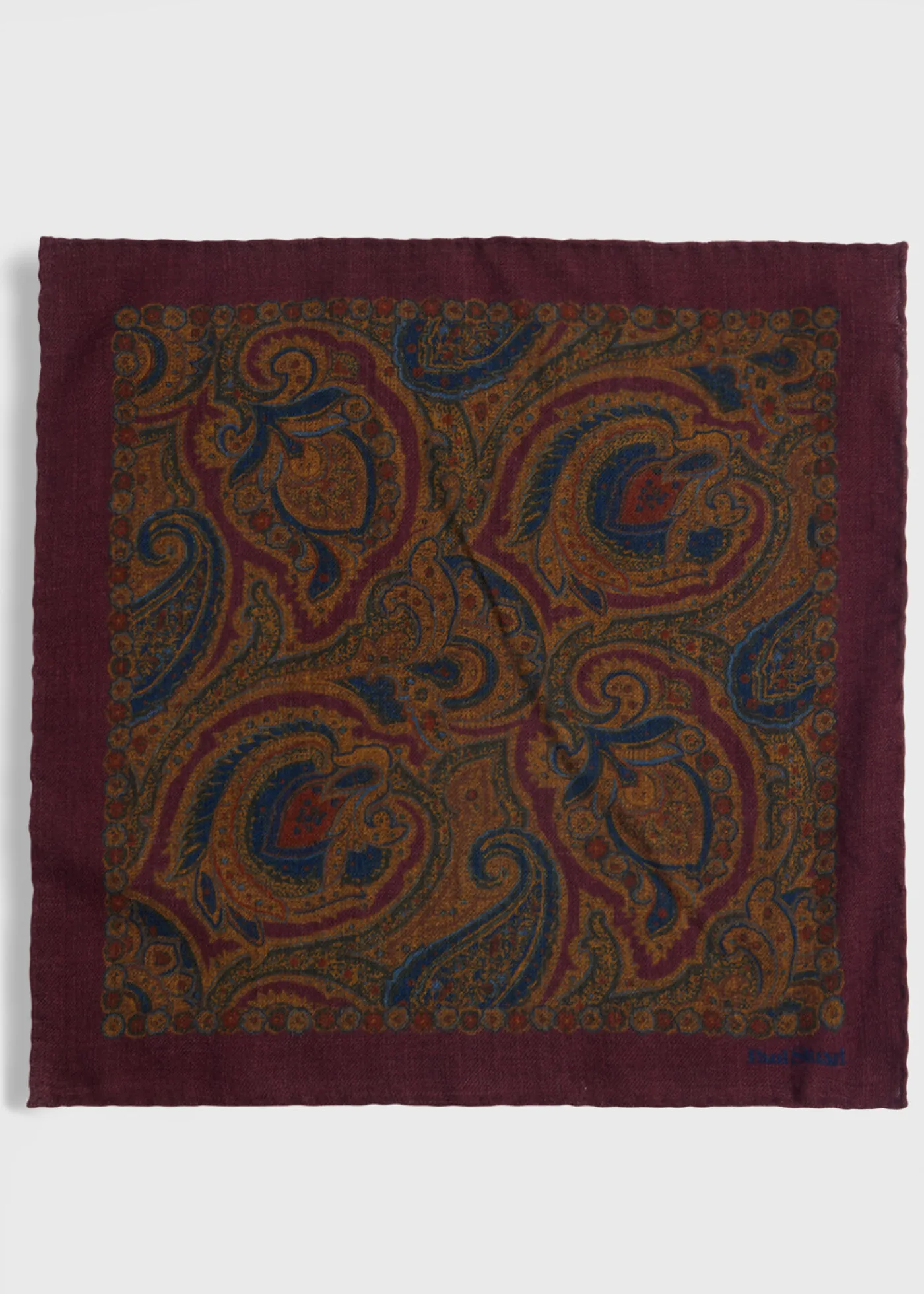 Paul Stuart Pocket Squares^Printed Wool Flannel Paisley Pocket Square Wine