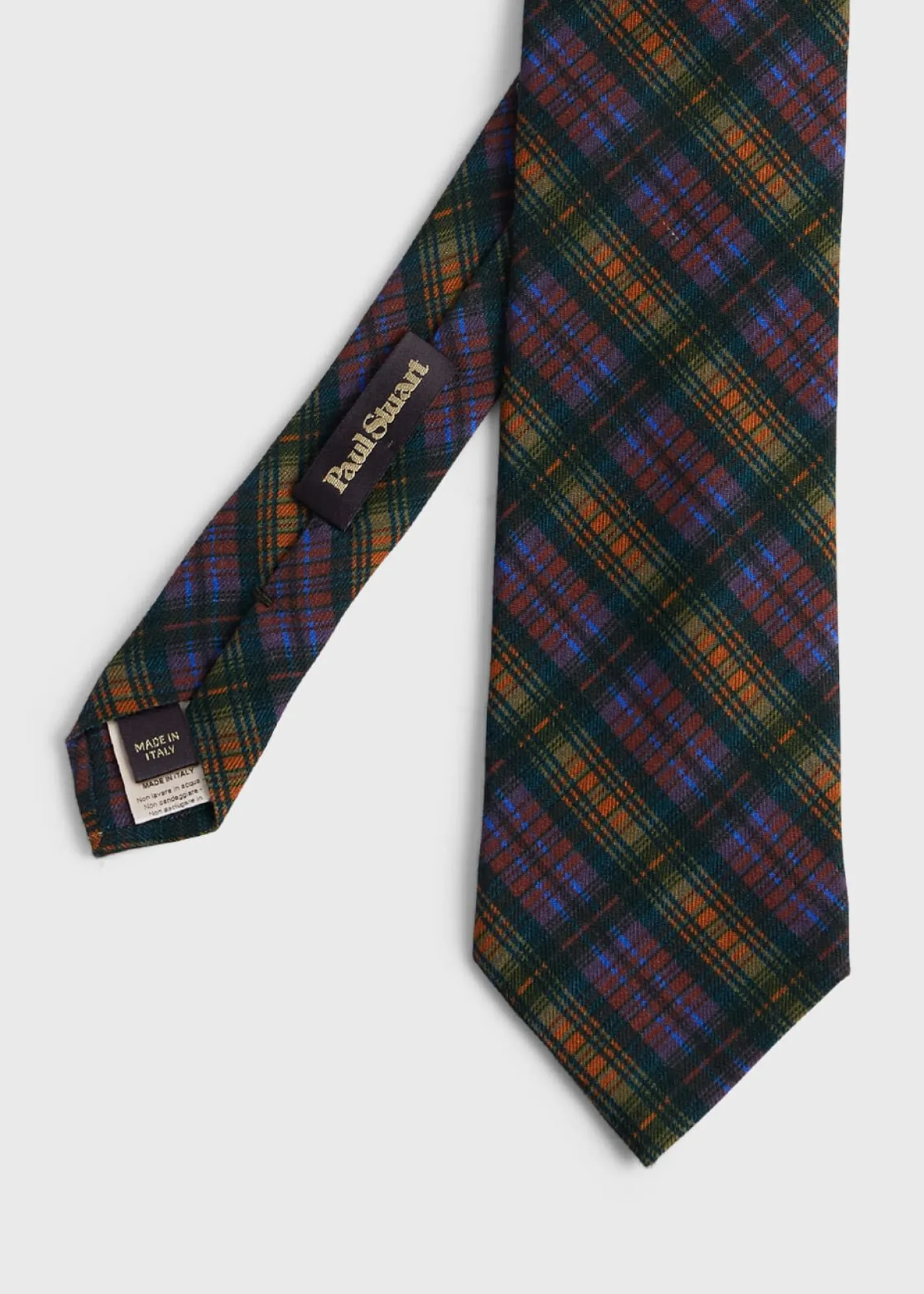 Paul Stuart Ties^Printed Wool Plaid Tie Green