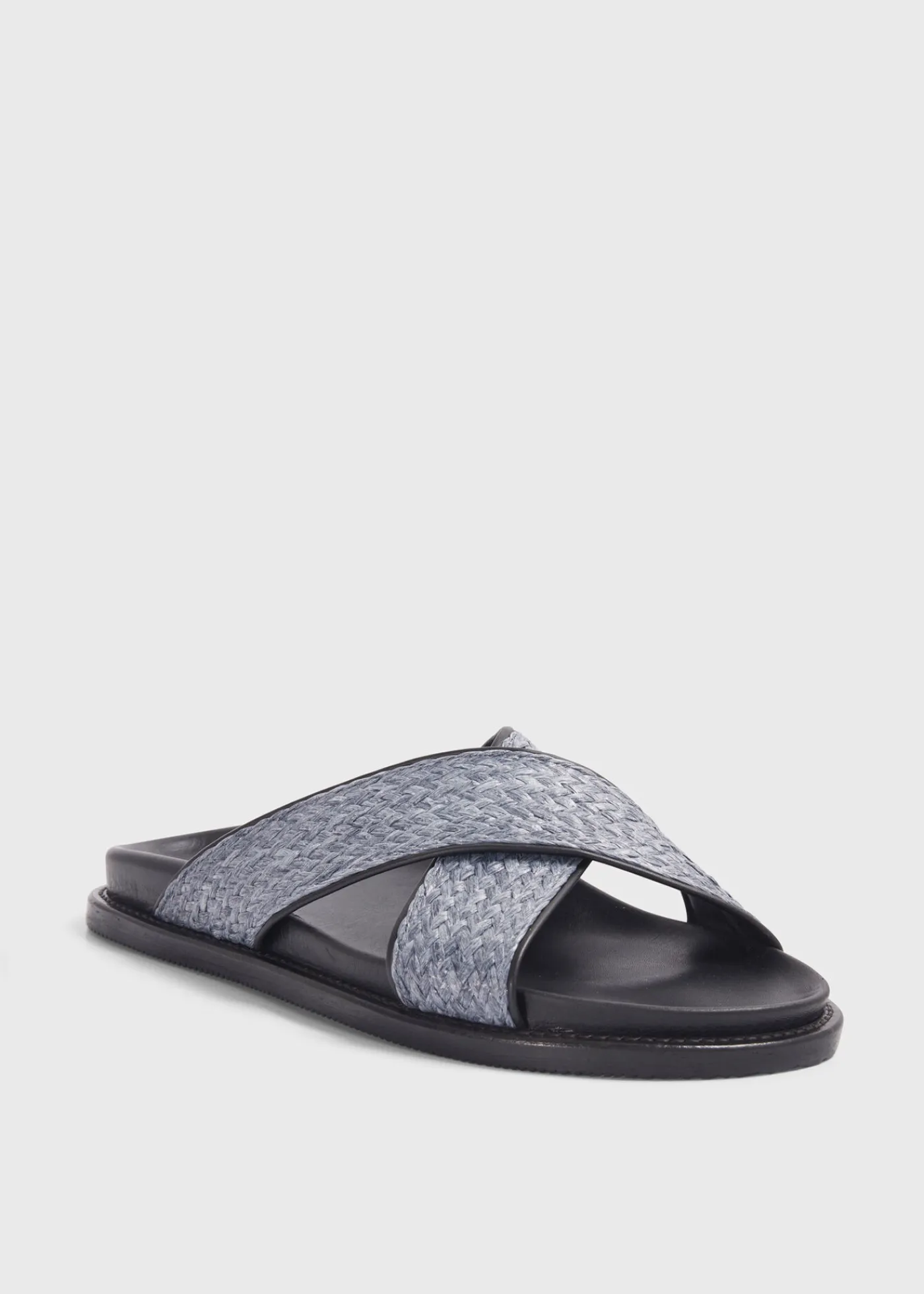 Paul Stuart Sandals^Punta II Raffia Crossover Slide Blue
