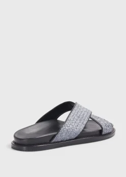 Paul Stuart Sandals^Punta II Raffia Crossover Slide Blue