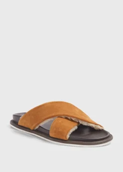Paul Stuart Sandals^Punta III Shearling Crossover Slide Cognac