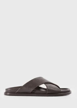 Paul Stuart Sandals^Punta Leather Slide Dark Brown
