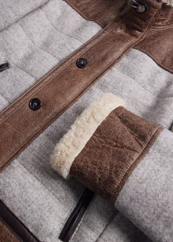 Paul Stuart Outerwear^Quilted Jacket With Suede And Shearling Trim Brown