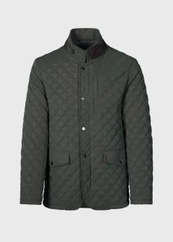 Paul Stuart Outerwear^Quilted Jacket With Suede Trim Olive