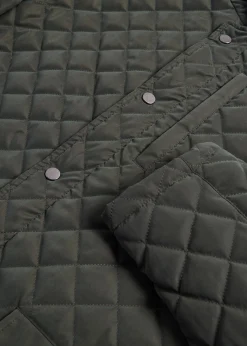 Paul Stuart Outerwear^Quilted Jacket With Suede Trim Olive