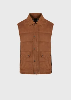 Paul Stuart Vests|Outerwear^Quilted Shearling Vest Tan