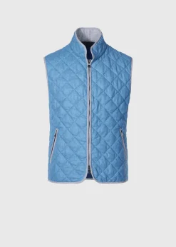 Paul Stuart Vests|Outerwear^Quilted Wool Flannel Vest Light Blue