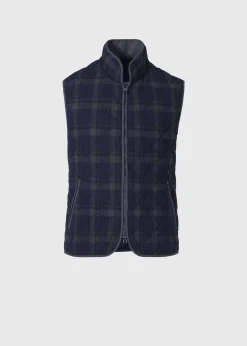 Paul Stuart Vests|Outerwear^Quilted Wool Plaid Vest Navy/Green