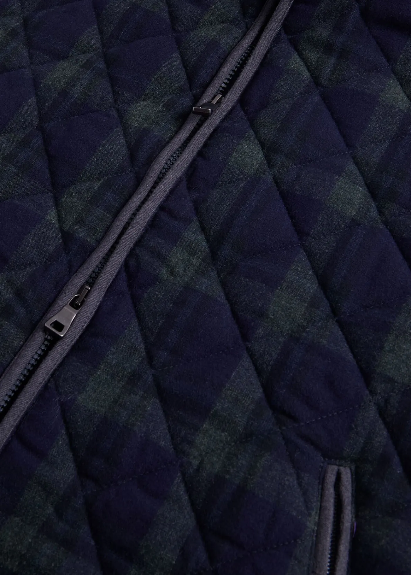Paul Stuart Vests|Outerwear^Quilted Wool Plaid Vest Navy/Green