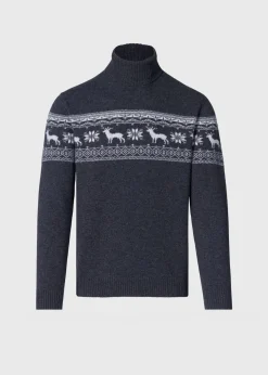 Paul Stuart Sweaters^Reindeer & Snowflake Turtleneck Grey