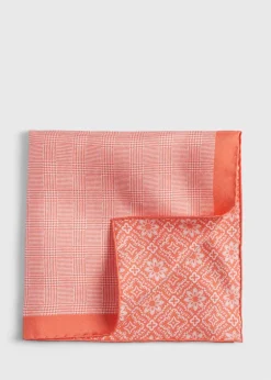 Paul Stuart Pocket Squares^Reversible Silk Plaid Pocket Square Orange