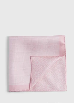 Paul Stuart Pocket Squares^Reversible Silk Plaid Pocket Square Pink