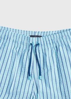 Paul Stuart Shorts & Swim Trunks|Pants^Seersucker Swim Trunk Turquoise/Blue