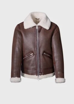 Paul Stuart Outerwear^Shearling Aviator Jacket Brown
