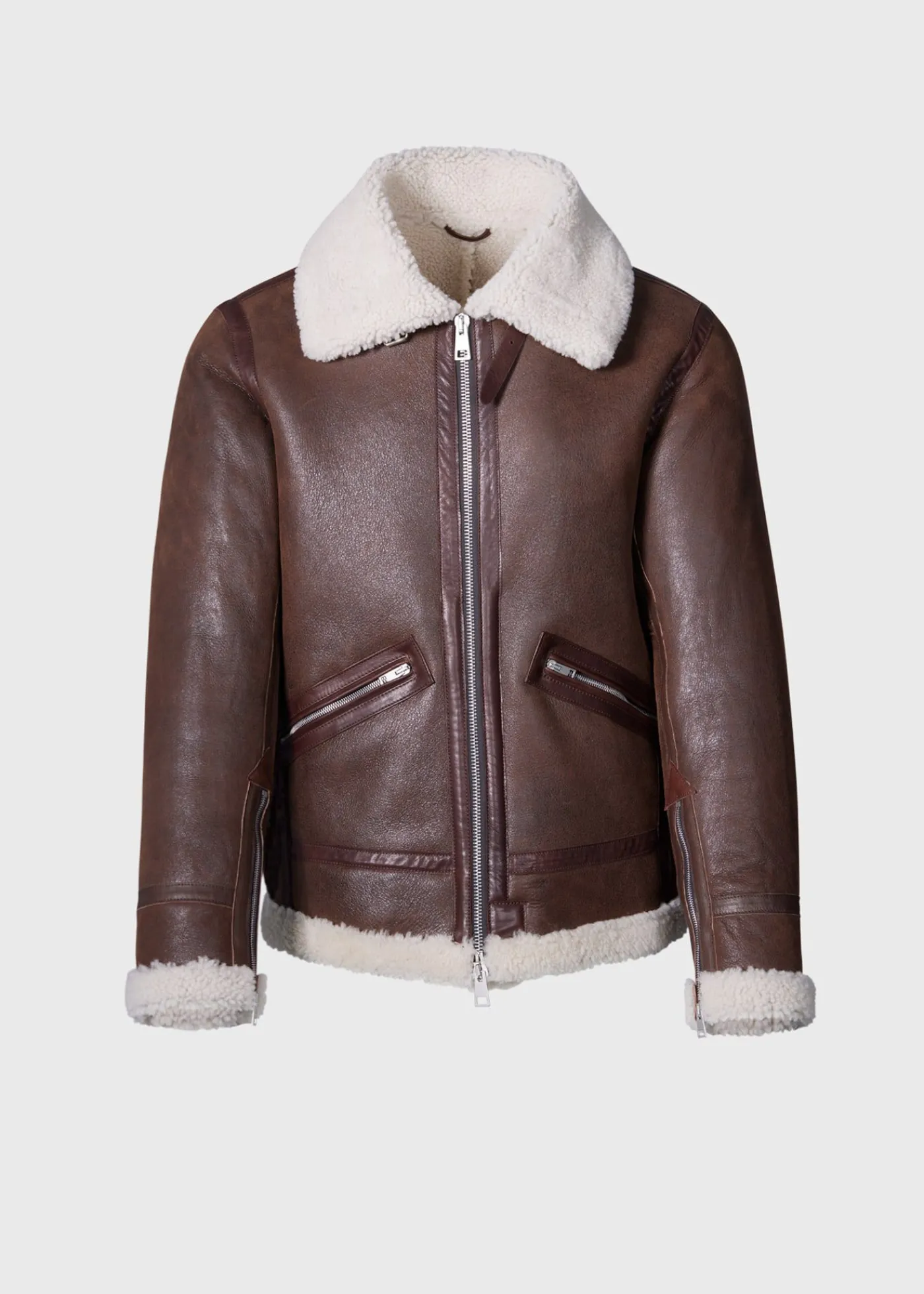 Paul Stuart Outerwear^Shearling Aviator Jacket Brown