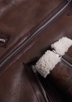 Paul Stuart Outerwear^Shearling Aviator Jacket Brown