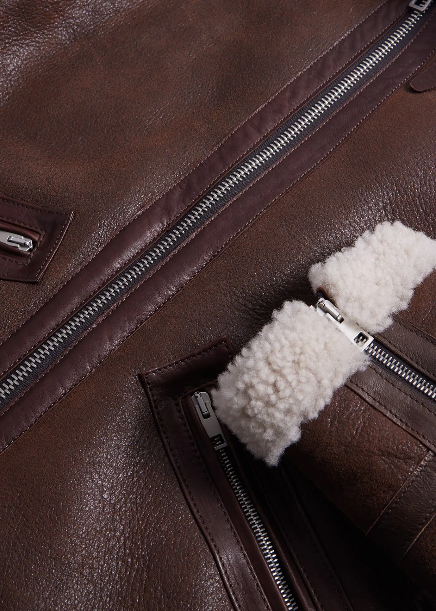 Paul Stuart Outerwear^Shearling Aviator Jacket Brown