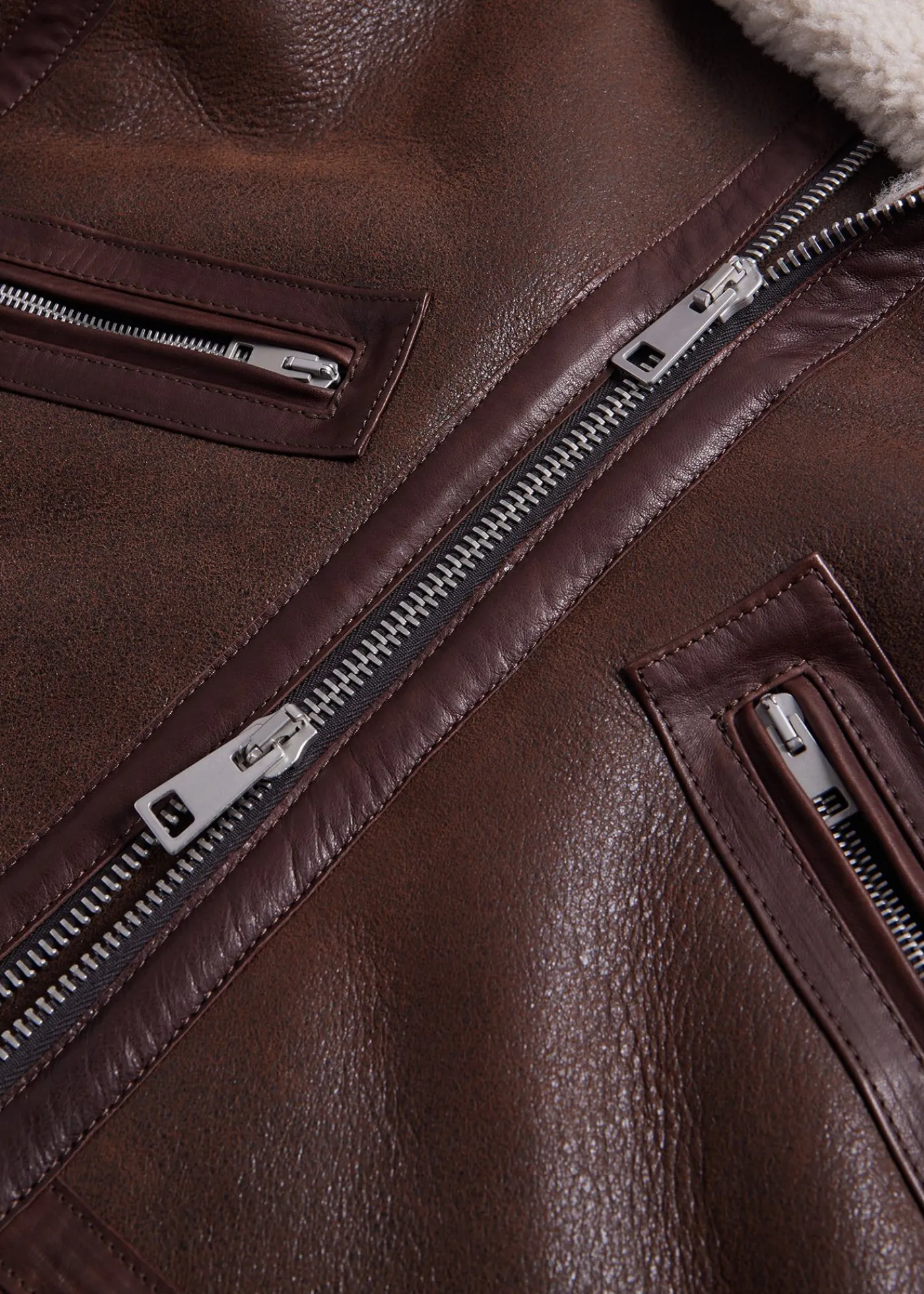 Paul Stuart Outerwear^Shearling Aviator Jacket Brown