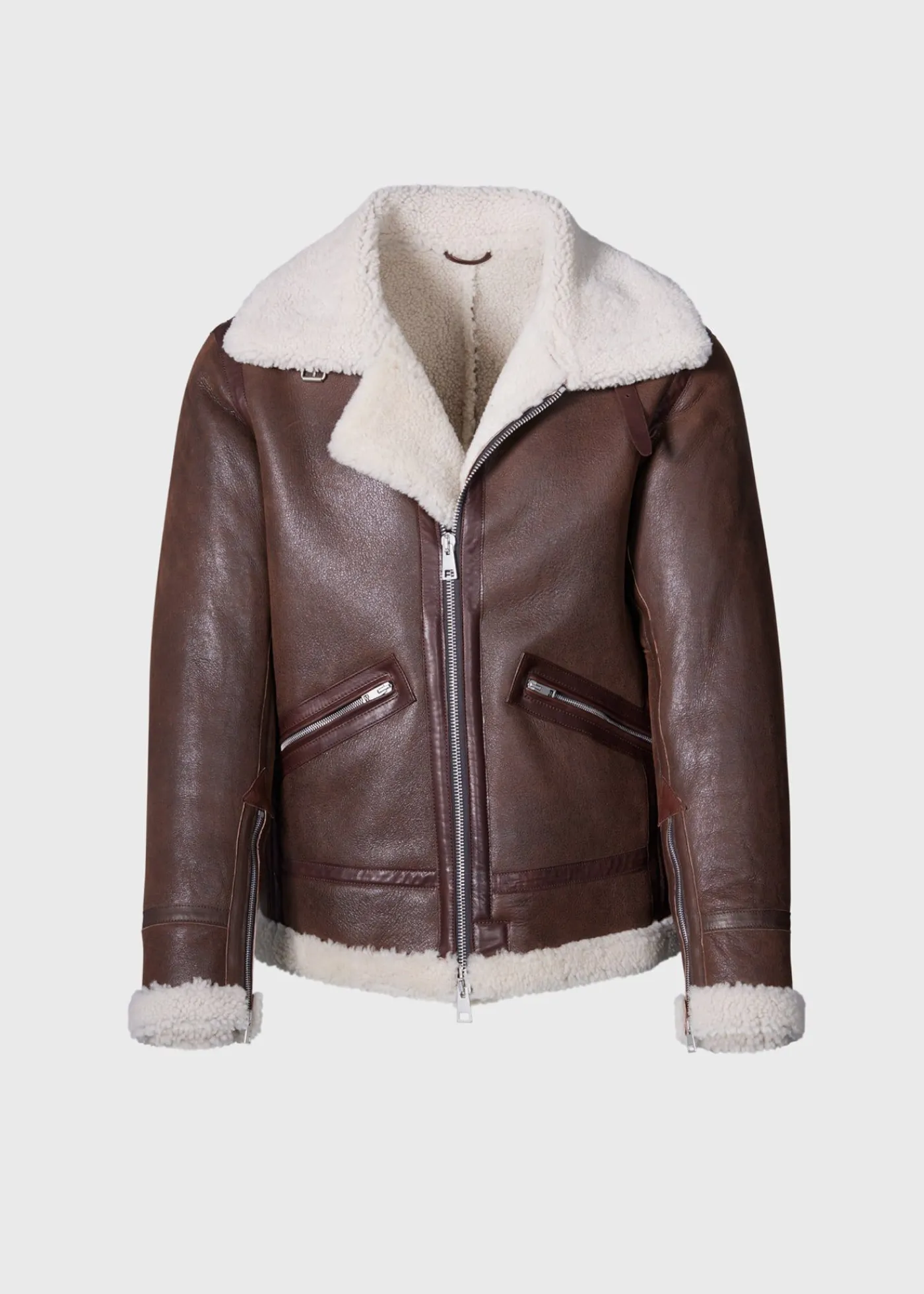 Paul Stuart Outerwear^Shearling Aviator Jacket Brown