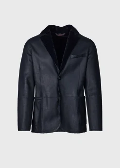 Paul Stuart Outerwear^Shearling Blazer Navy