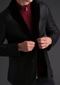 Paul Stuart Outerwear^Shearling Blazer Navy