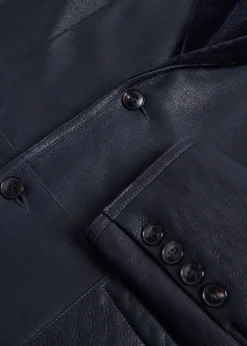 Paul Stuart Outerwear^Shearling Blazer Navy
