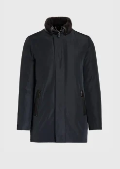 Paul Stuart The Cashmere Shop|Overcoats^Shearling Rain Jacket Navy