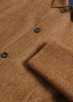 Paul Stuart Overcoats|Outerwear^Shetland Wool Herringbone Reversible Coat Navy/Gold