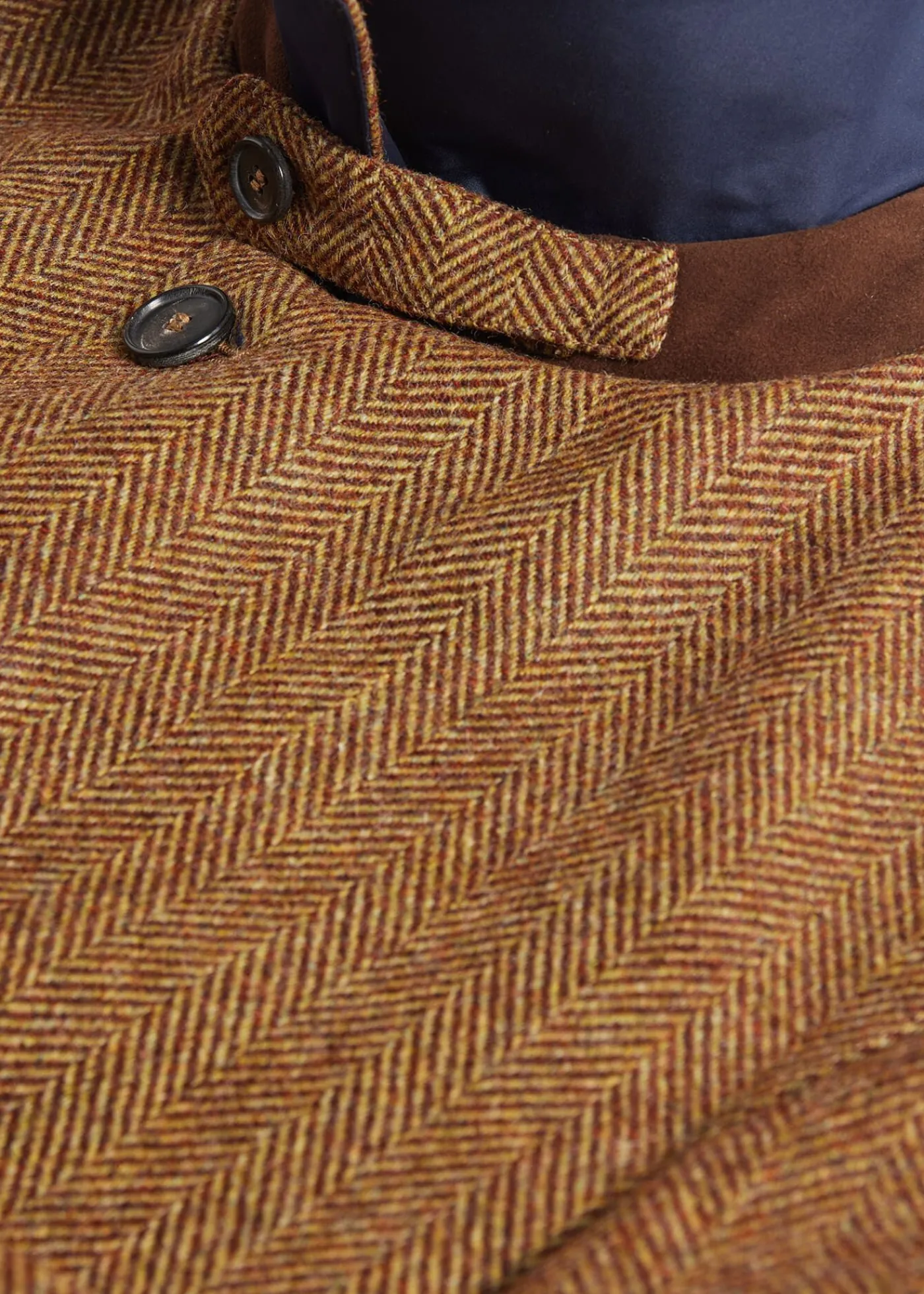 Paul Stuart Overcoats|Outerwear^Shetland Wool Herringbone Reversible Coat Navy/Gold