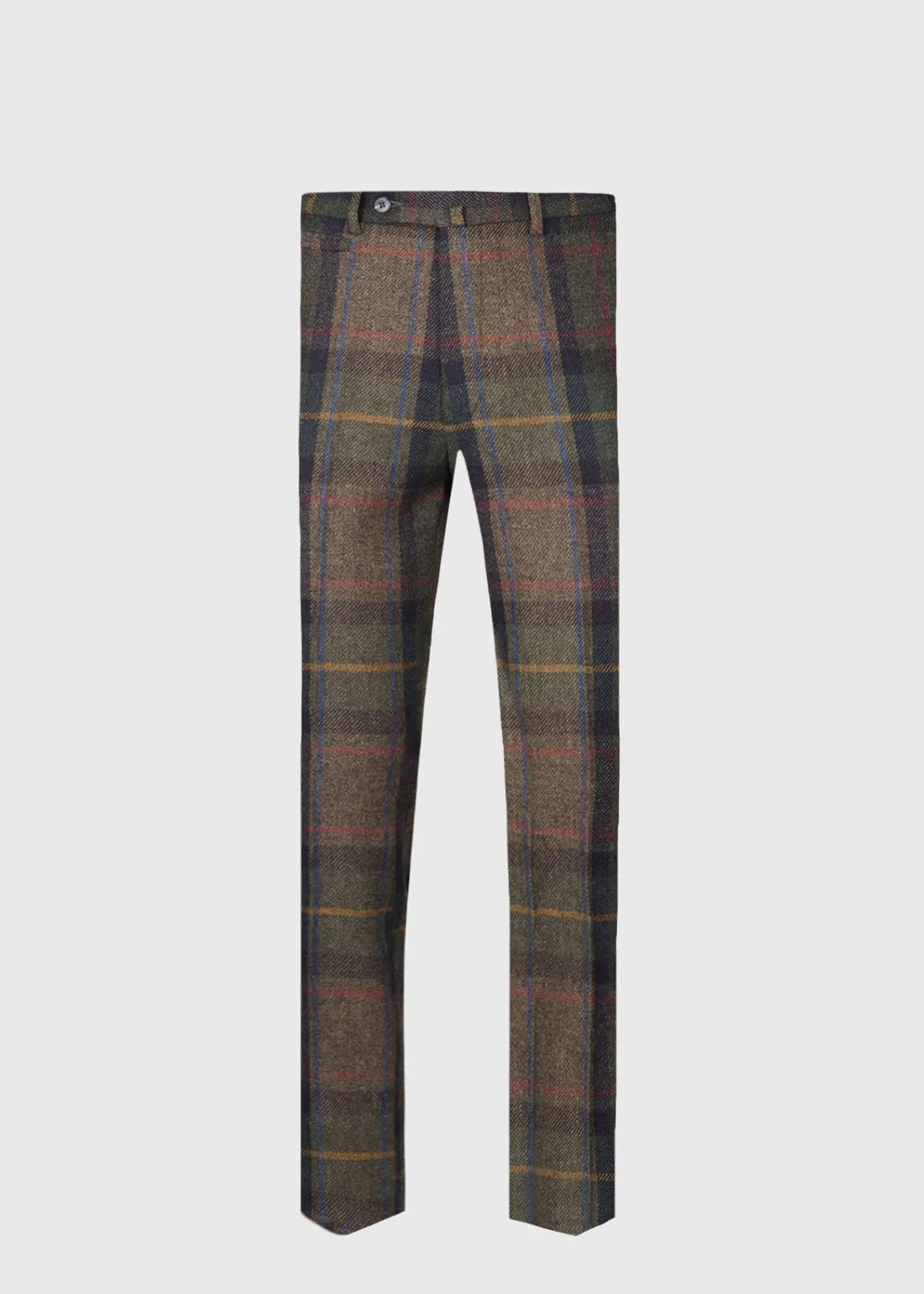 Paul Stuart Dress Pants^Shetland Wool Plaid Trouser Brown/Green