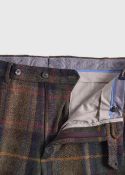 Paul Stuart Dress Pants^Shetland Wool Plaid Trouser Brown/Green