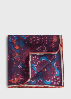 Paul Stuart Pocket Squares^Silk Floral And Bird Print Pocket Square Burgundy
