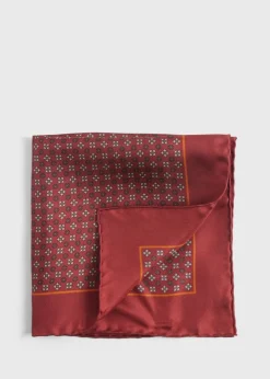 Paul Stuart Pocket Squares^Silk Floral Medallion Pocket Square Rust