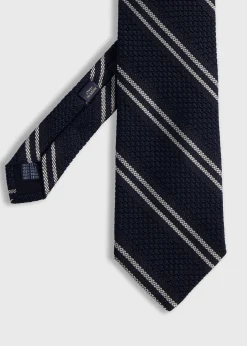 Paul Stuart Ties^Silk Grenadine Stripe Tie Black