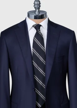 Paul Stuart Ties^Silk Grenadine Stripe Tie Black