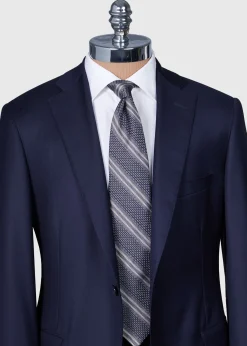Paul Stuart Ties^Silk Grenadine Stripe Tie Grey