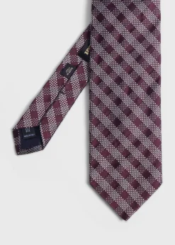 Paul Stuart Ties|Formal Shop^Silk Jacquard Check Tie Burgundy