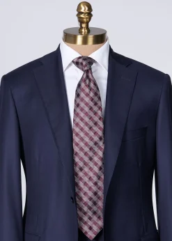 Paul Stuart Ties|Formal Shop^Silk Jacquard Check Tie Burgundy