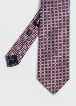 Paul Stuart Ties^Silk Jacquard Deco Rings Tie Burgundy