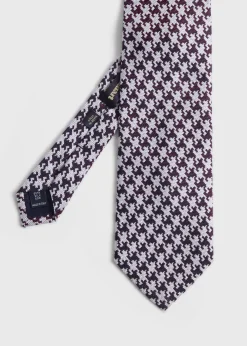 Paul Stuart Ties|Formal Shop^Silk Jacquard Houndstooth Tie Burgundy