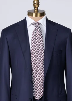 Paul Stuart Ties|Formal Shop^Silk Jacquard Houndstooth Tie Burgundy