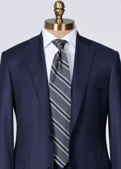 Paul Stuart Ties^Silk Jacquard Macclesfield Stripe Tie Black