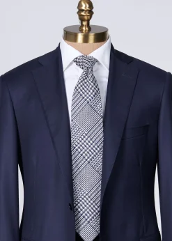 Paul Stuart Ties|Formal Shop^Silk Jacquard Plaid Tie Blue
