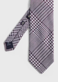 Paul Stuart Ties^Silk Jacquard Plaid Tie Burgundy