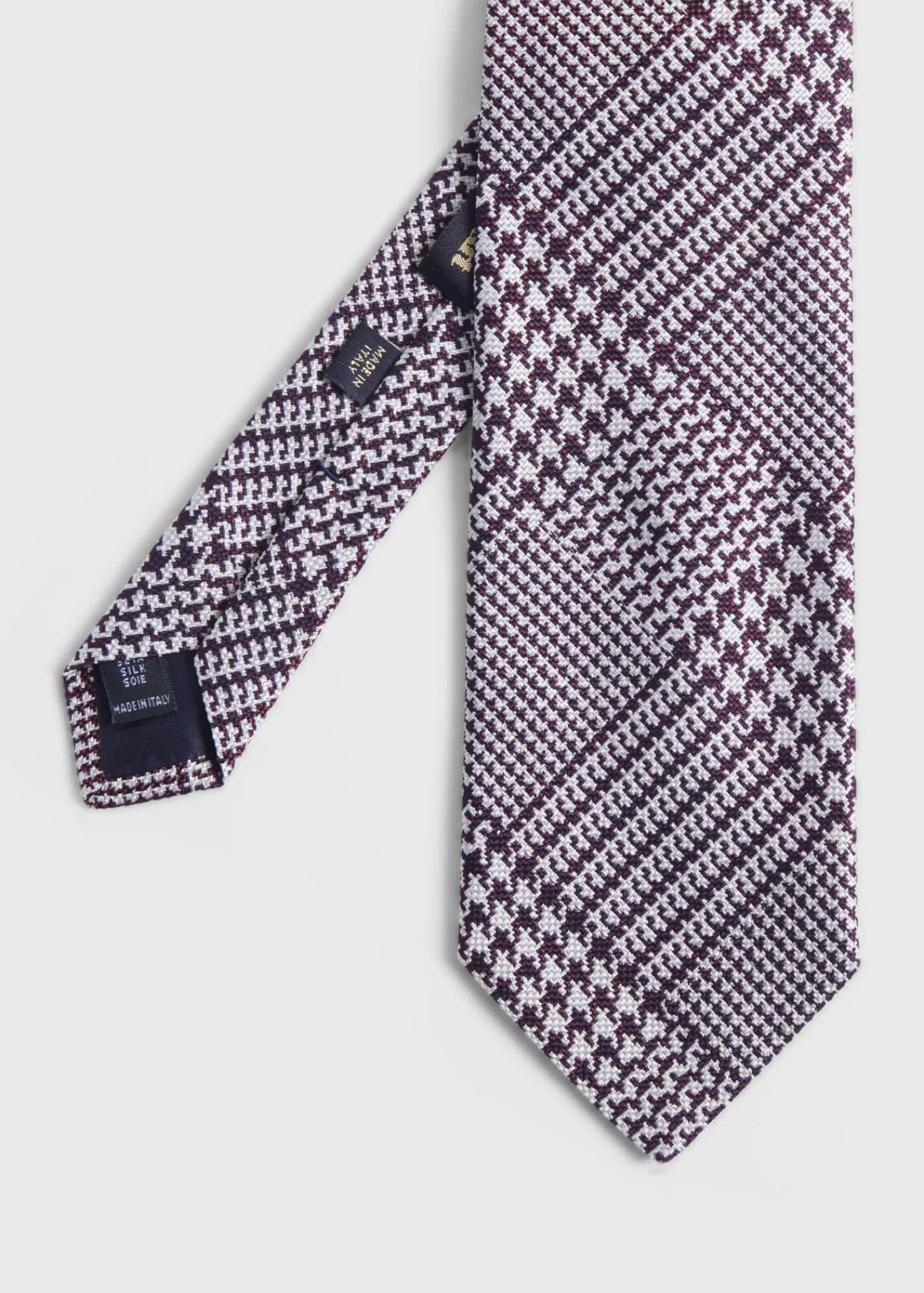 Paul Stuart Ties^Silk Jacquard Plaid Tie Burgundy
